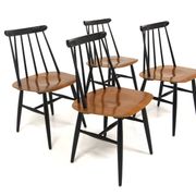 Set of 4 "Fanett" chairs in teak by Ilmari Tapiovaara, Sweden, 1960.