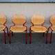 Set of 4 Design Chairs Rio Fröscher 1985 Postmodern Red Wood