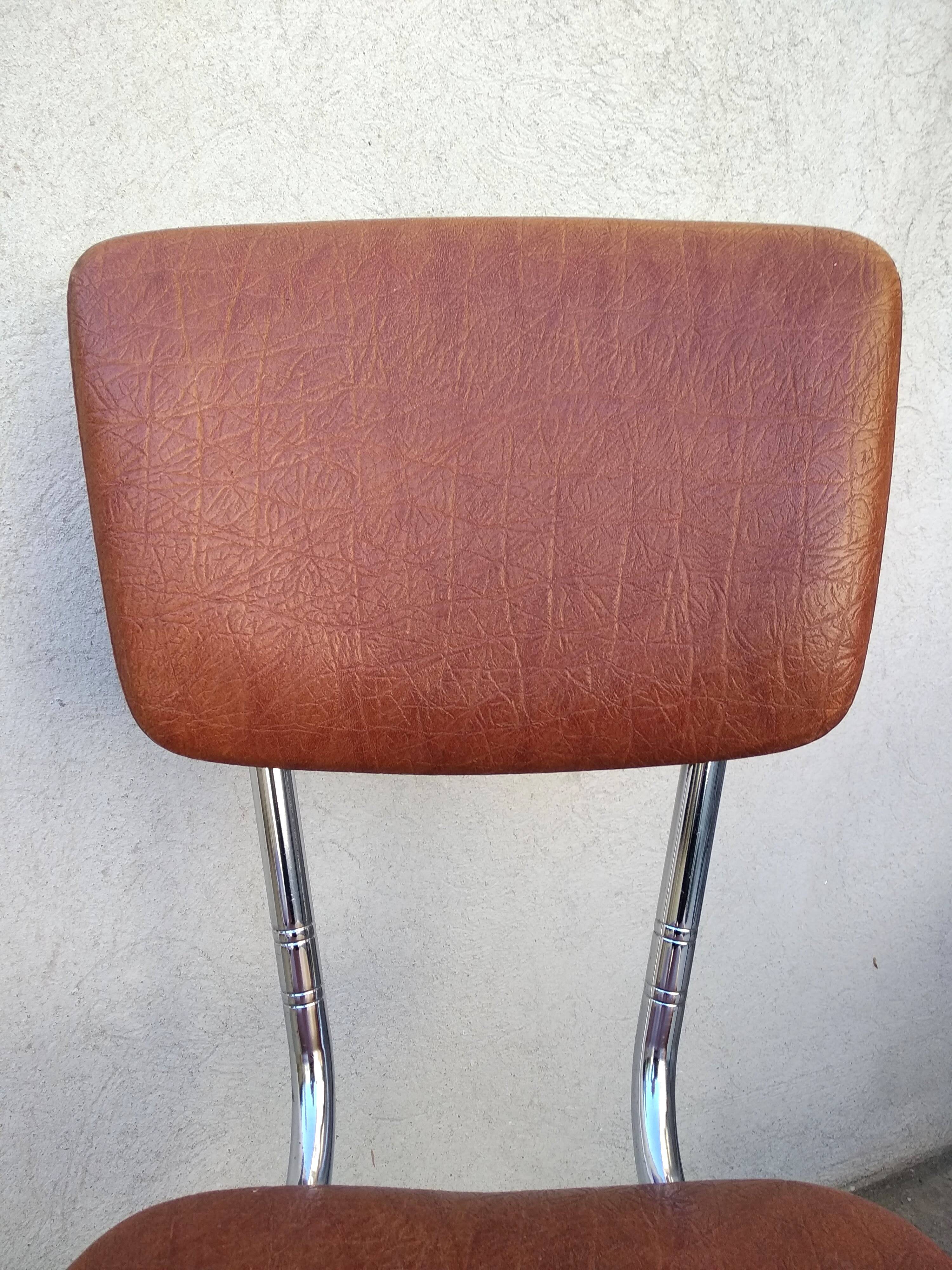 Set of 2 kitchen chairs in imitation leather from the 60s and 70s