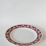 Large round dish saint amand outlines burgundy flowers 1950