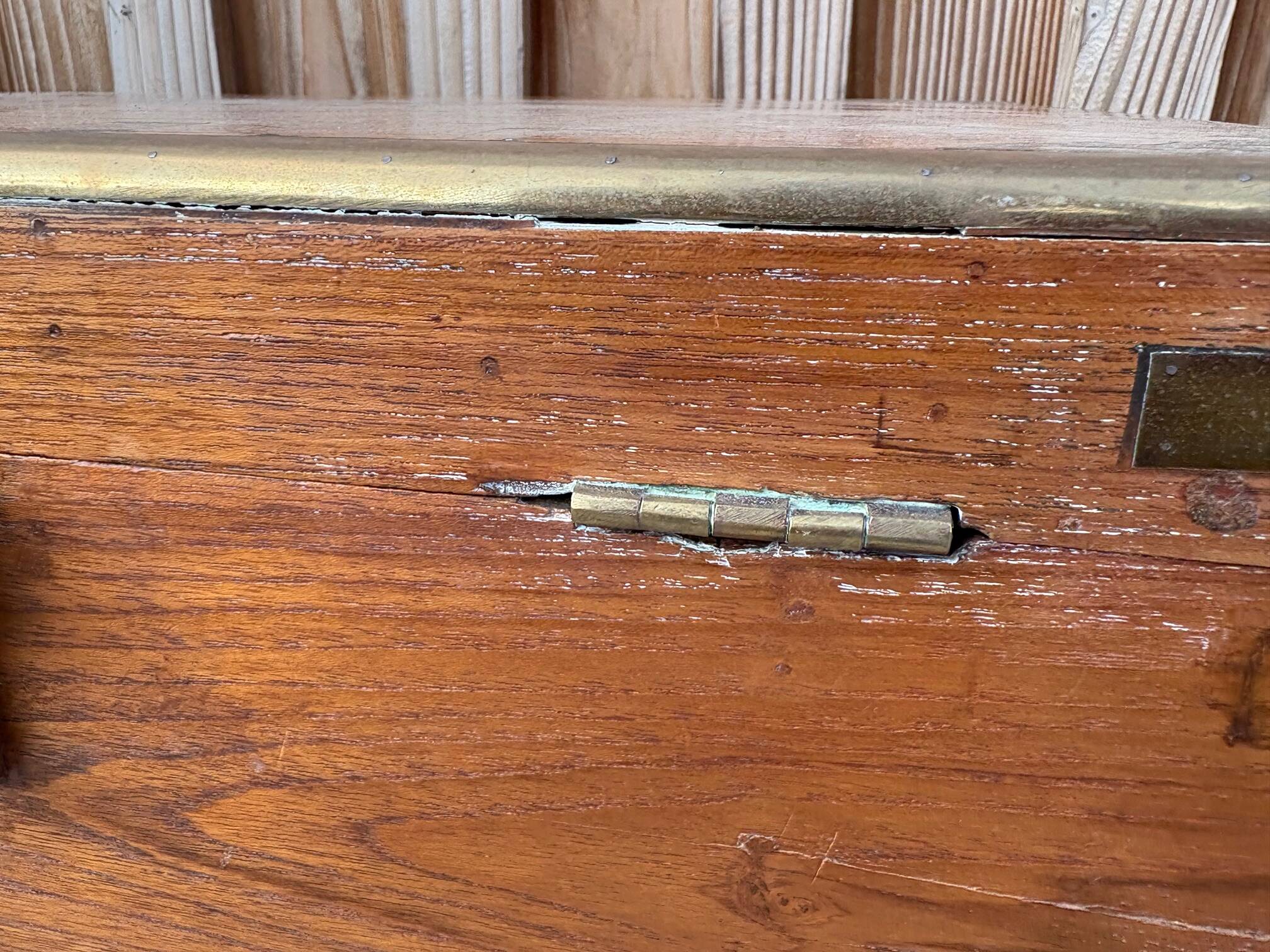 Antique camphor chest made of camphor wood and brass