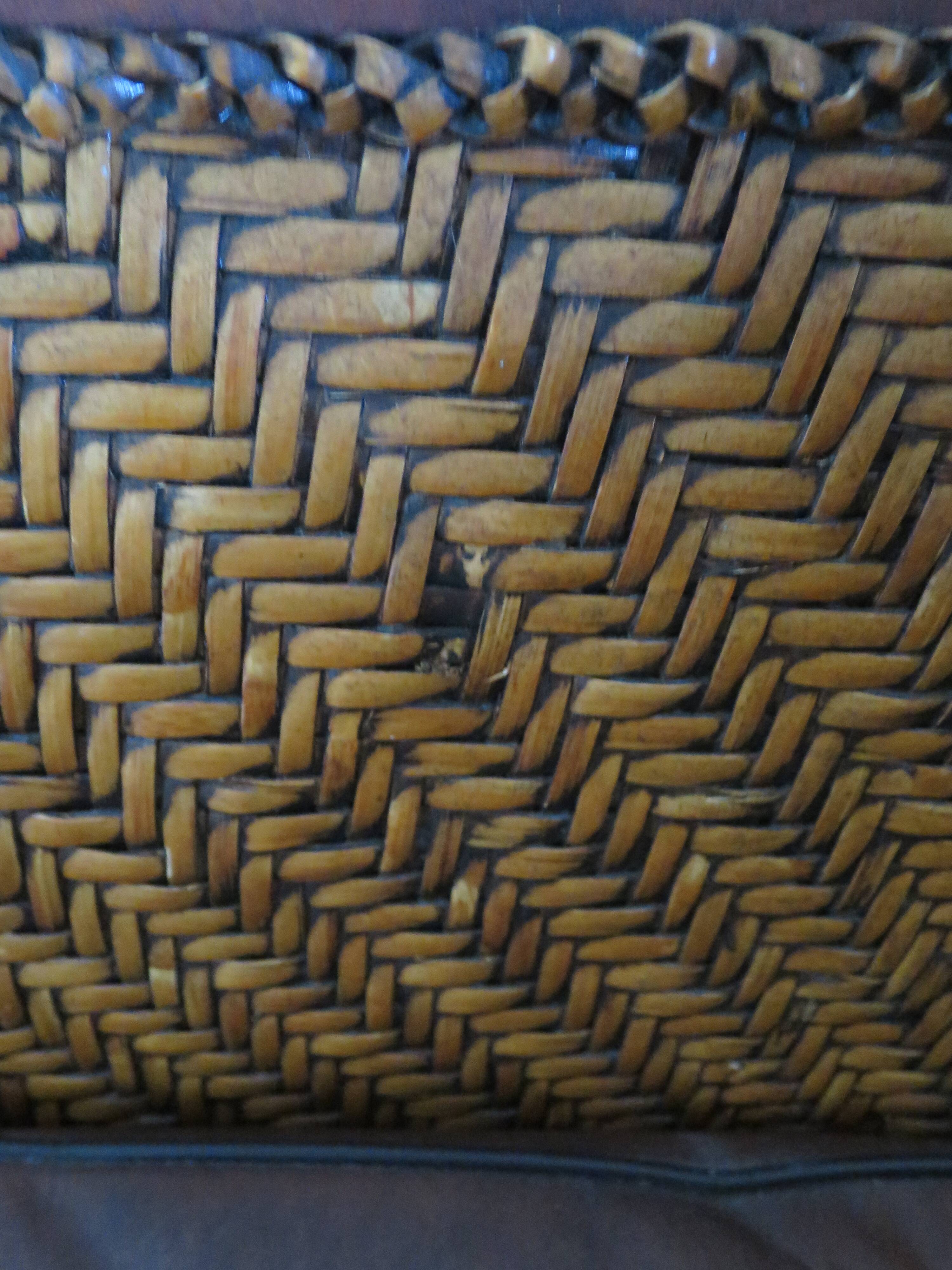 Woven rattan armchair and exotic wood - Colonial style - 1980s