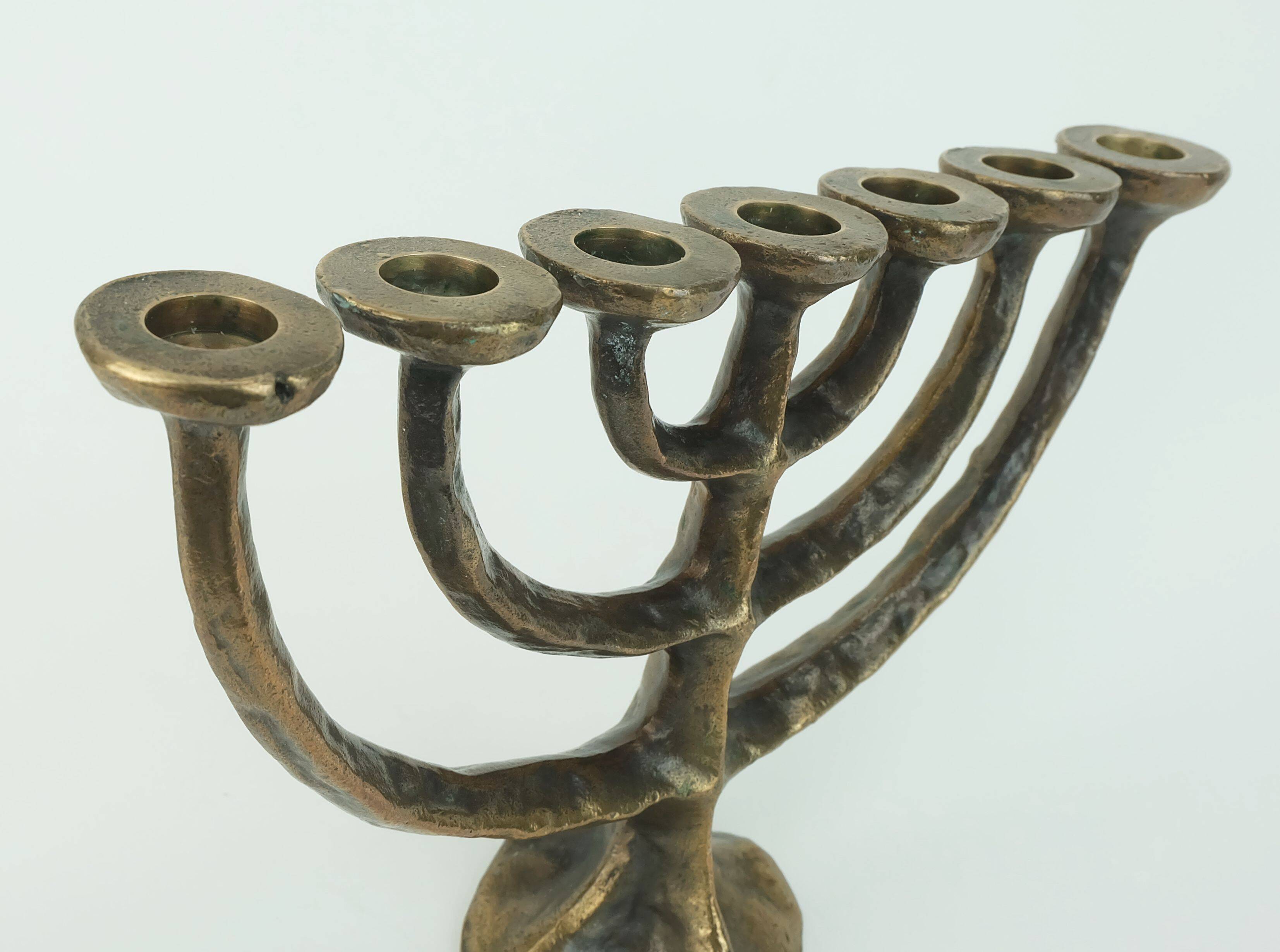 7-armed cand1960s 70s mid century brutalist bronze CANDELABRA