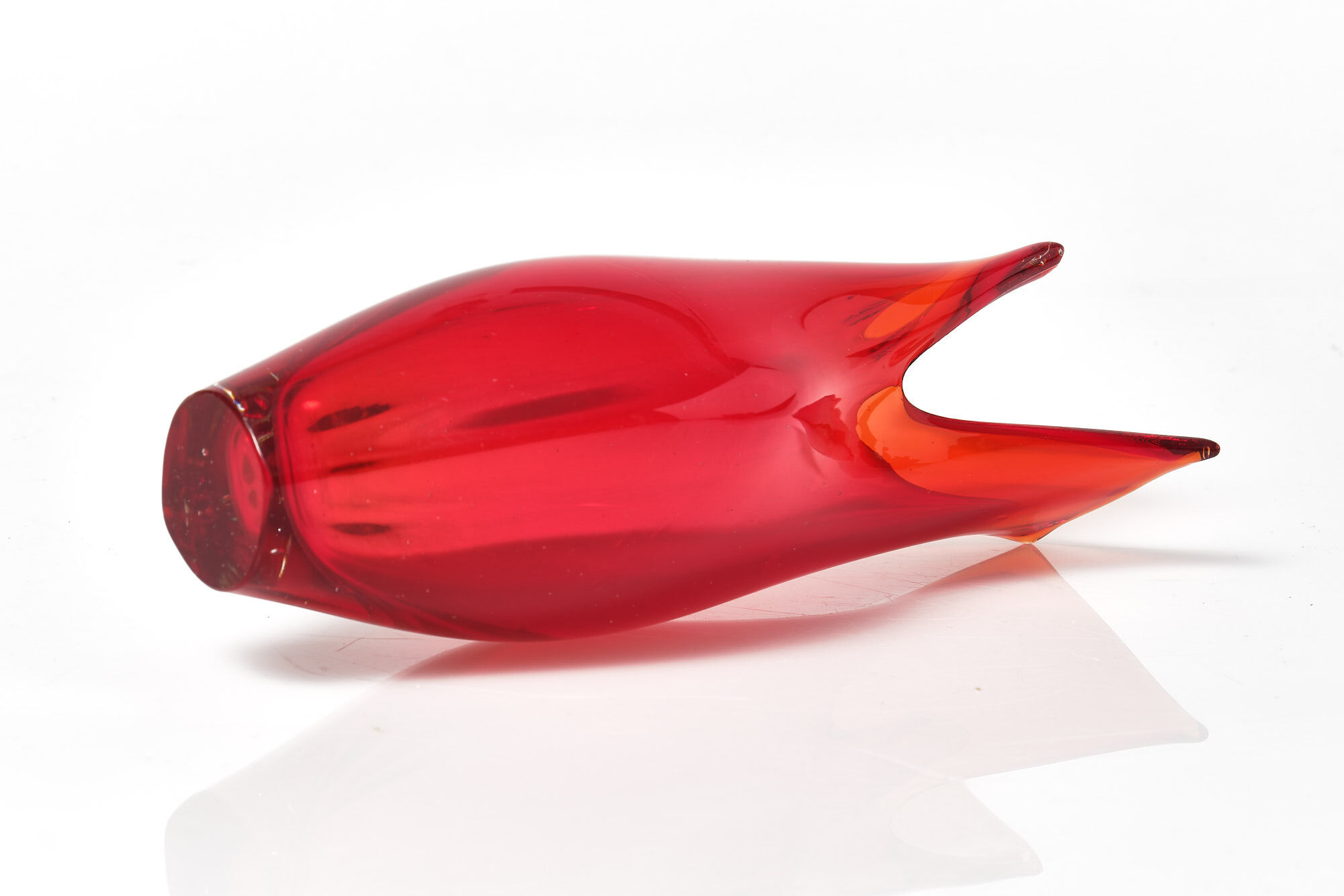 Red vase orange Murano Sommerso Mandruzzato Vintage