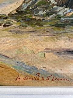 Ancient painting, Breton landscape, Saint Lunaire, signed, 1950s
