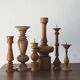 Scandinavian Wooden Candleholders, Set of 6