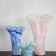 Vintage light pink baby vase mid-century in thick Murano glass, Italy, 2000s.