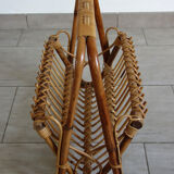 Rattan magazine holder bamboo 70s