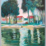 Bernard Collet: Banks of the Marne, original signed lithograph