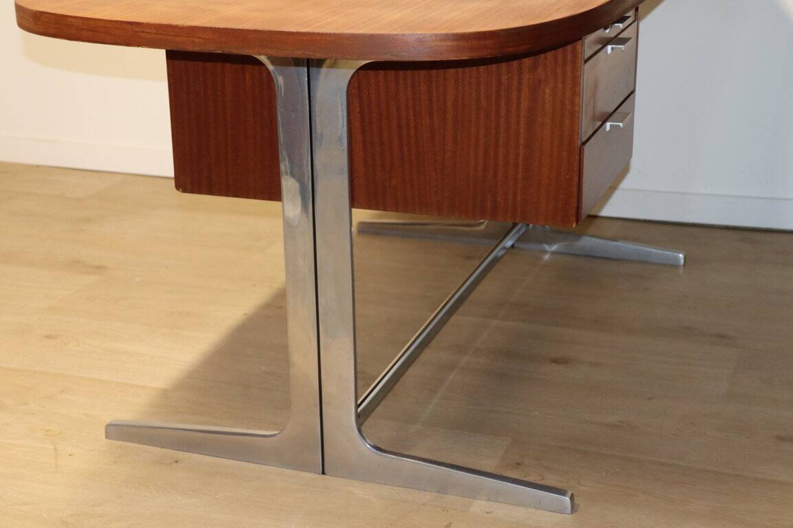 Vintage desk by George Nelson in wood and aluminum, 1960s