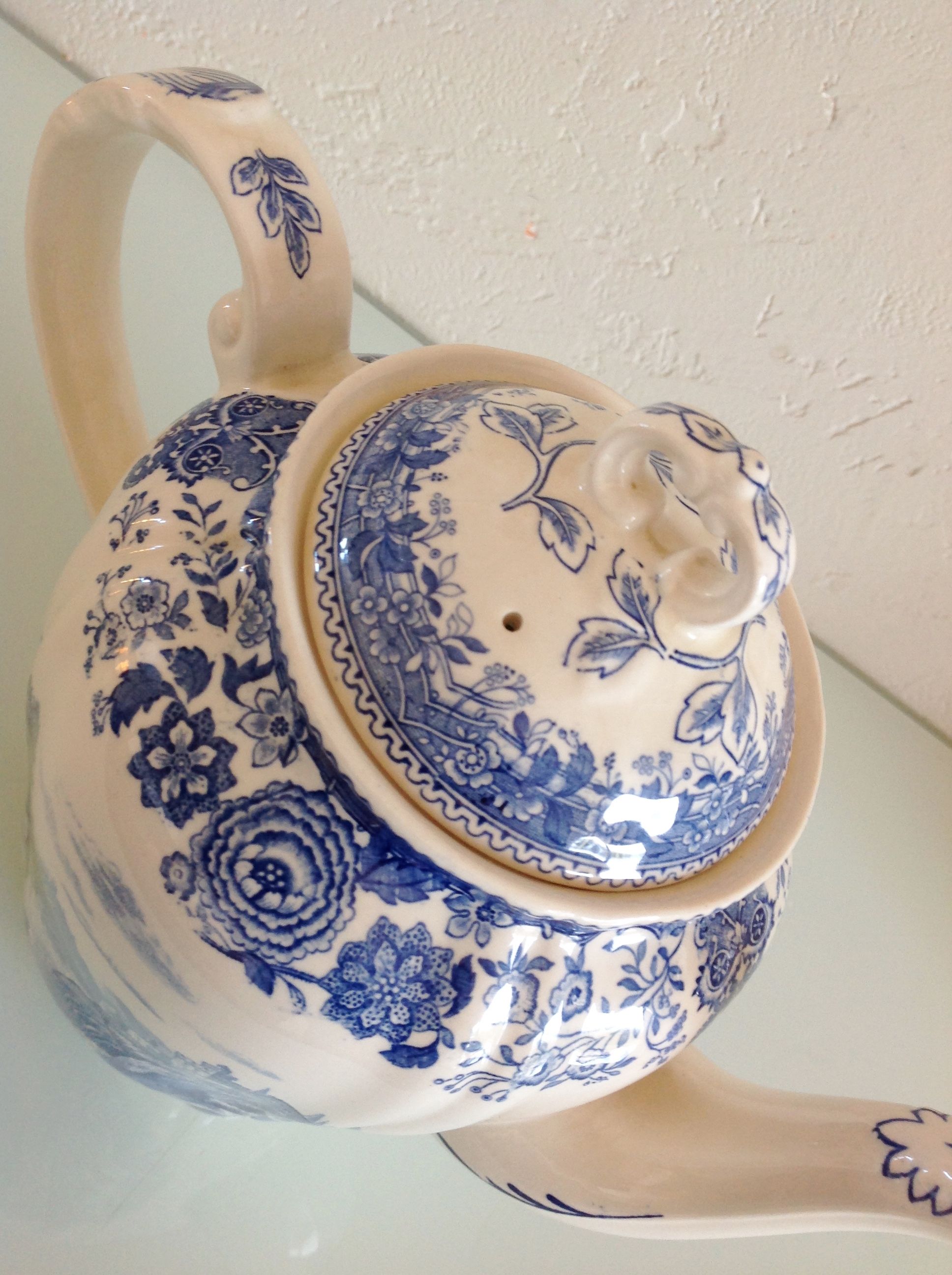 Cafetiere blue Burgenland décor by Villeroy - Boch / vintage 60s-70s