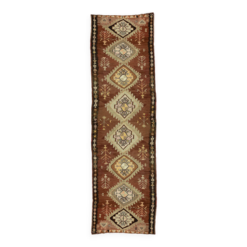 Grand Kilim Turc Yoruk Vintage 174x435 cm Geometrique Tisse Main