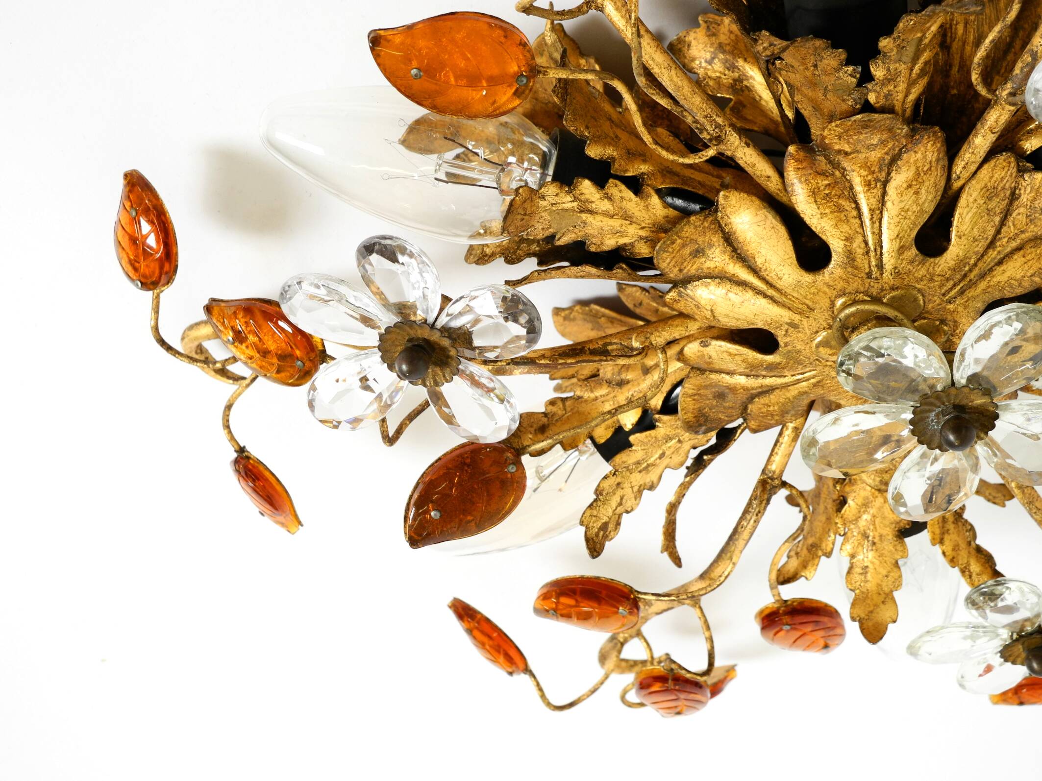 Very beautiful 1960s gold-plated ceiling or wall lamp by Banci Firenze, Ita