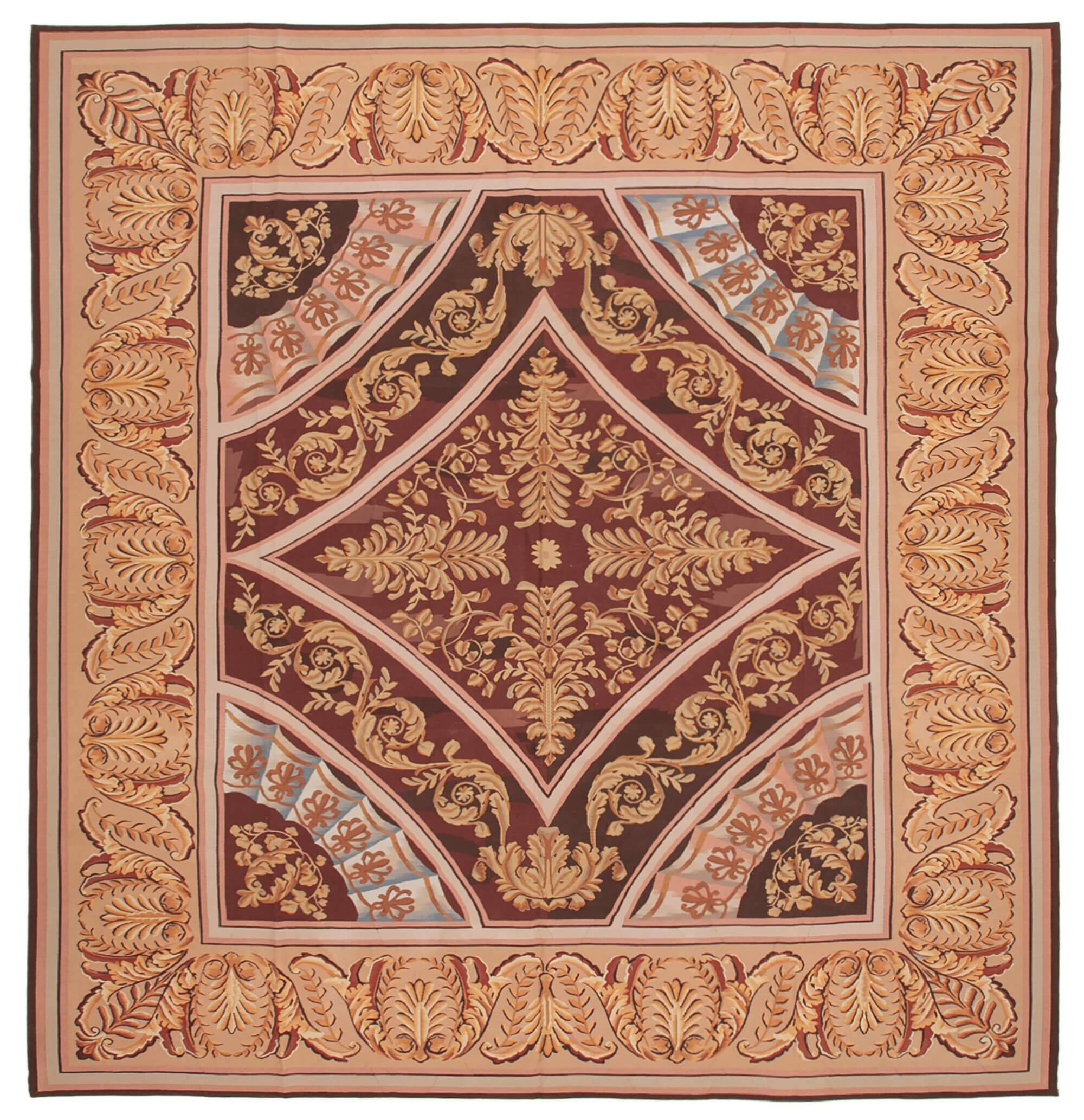 Handmade European Vintage Aubusson Kilim 363 cm x 384 cm