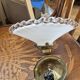 Antique wall light in lace opaline and brass.