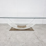 Lucite and brass arch coffee table, 1970