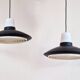 Set of 2 black and white pendant lamps for Nordisk Solar, Denmark 1960's