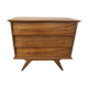Commode 3 tiroirs chêne doré pieds compas