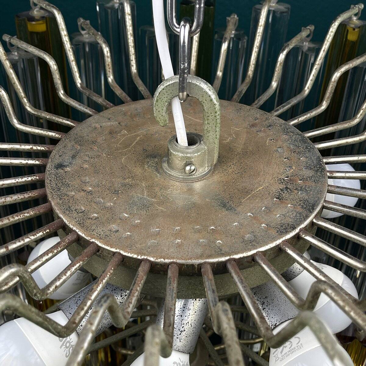 Crystal prism chandelier in Murano glass by Venini, 1970s.