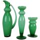 Set of 3 green glass pieces by Orrefors, Sweden