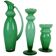 Set of 3 green glass pieces by Orrefors, Sweden