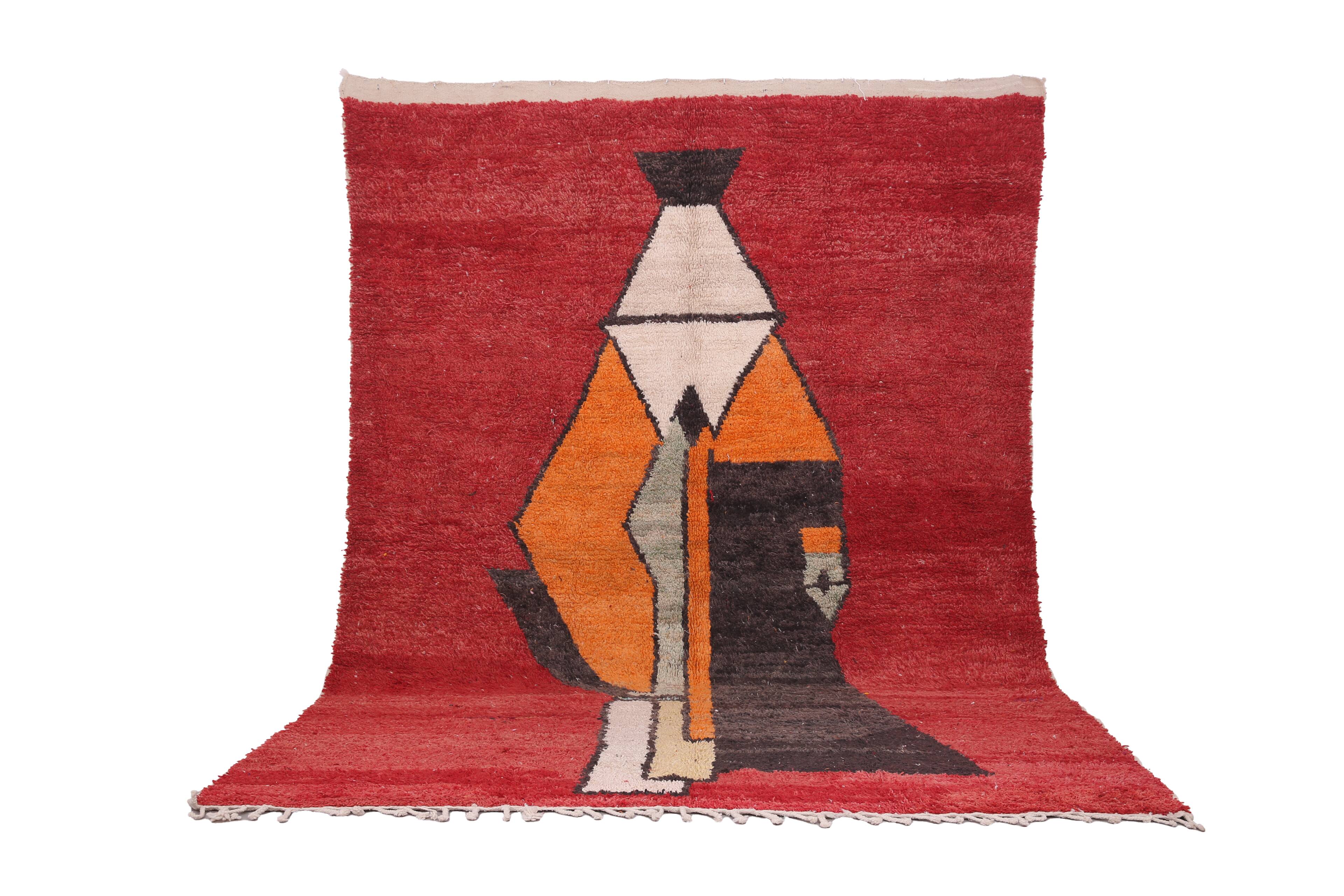 Abstract Vintage Moroccan Rug 238 x 334 - Berber Wool Rug - Handmade Rug