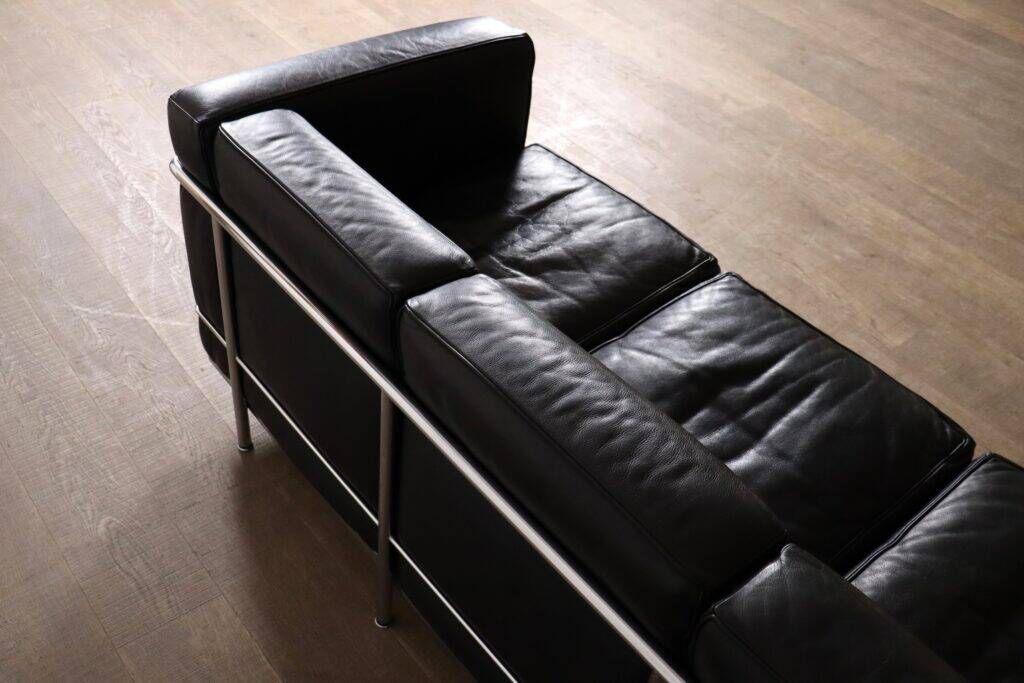 Cassina LC2 three seater sofa by Charlotte Perriand and Le Corbusier, 1980s