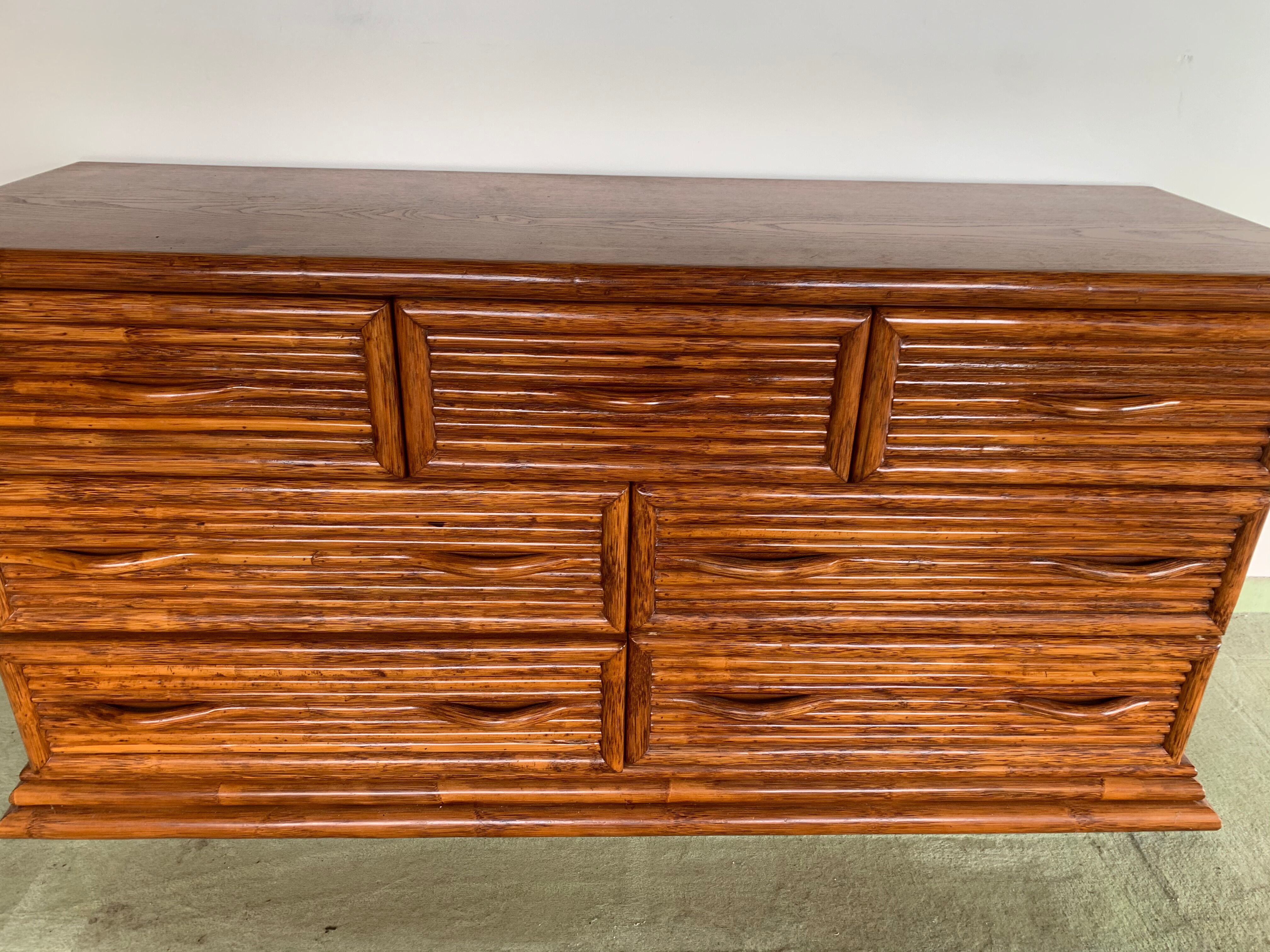 Rattan sideboard, Maugrion furniture design 1970