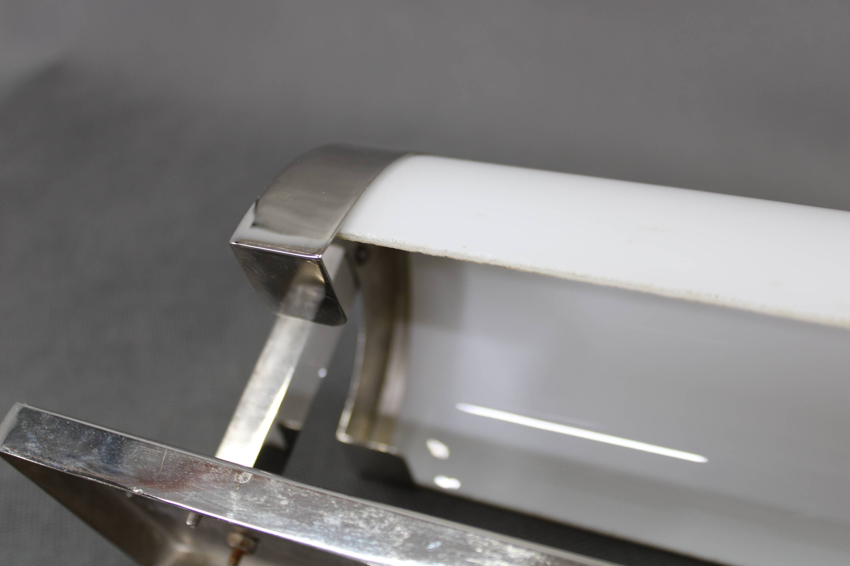 Czechoslovak Art Deco chrome wall light with milk glass, 1930s