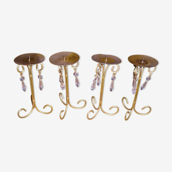 Set of 4 table candle holders with grapevines