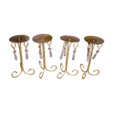 Set of 4 table candle holders with grapevines