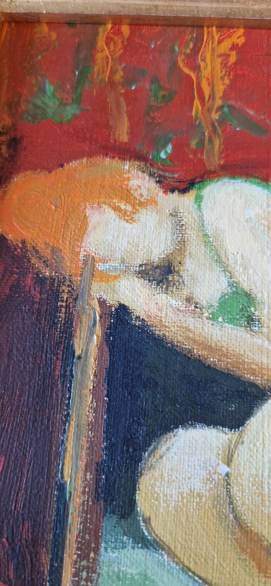 Oil on canvas "Sleeping Woman" Guy Le Corroller
