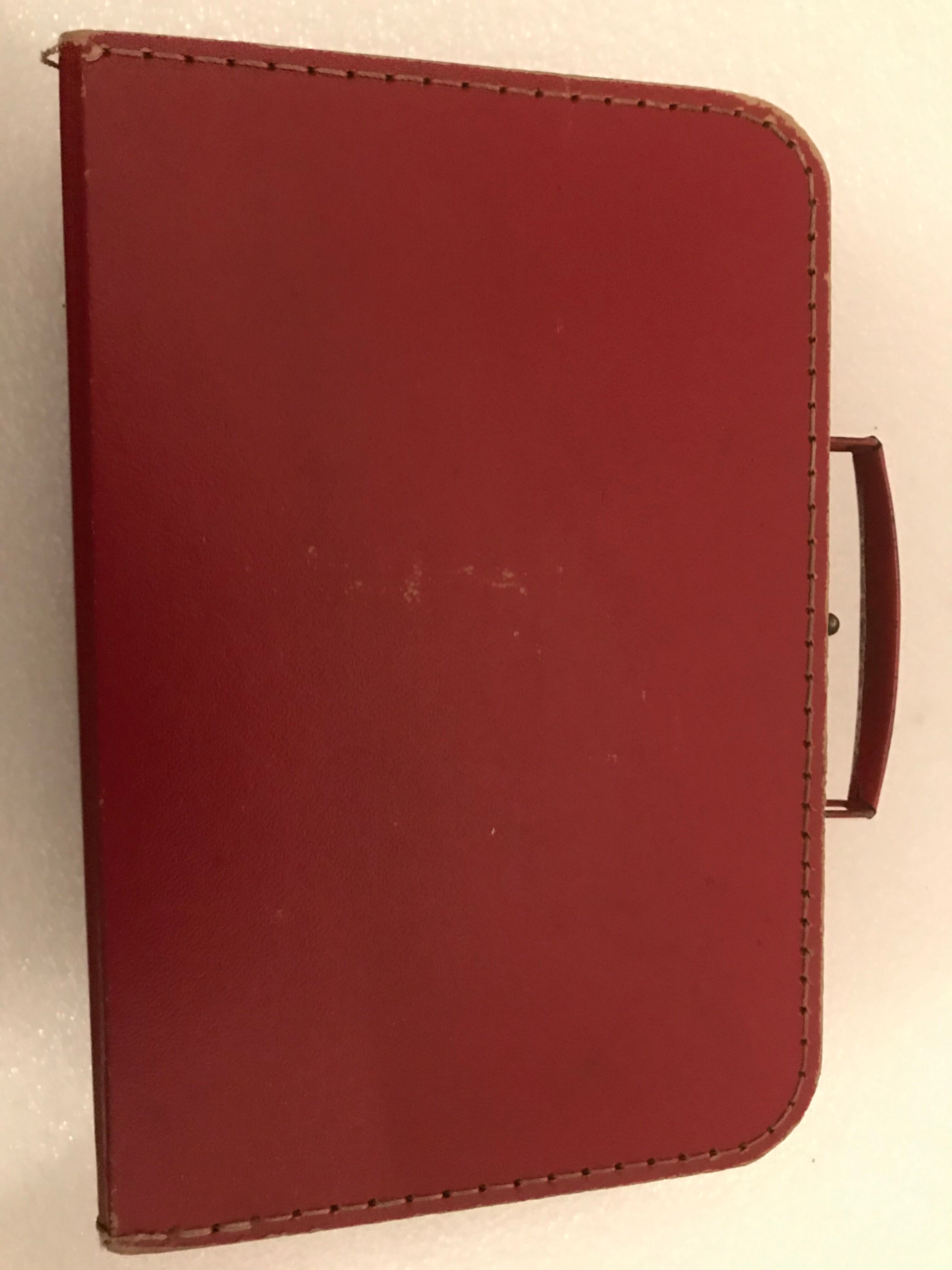 Vintage red card suitcase