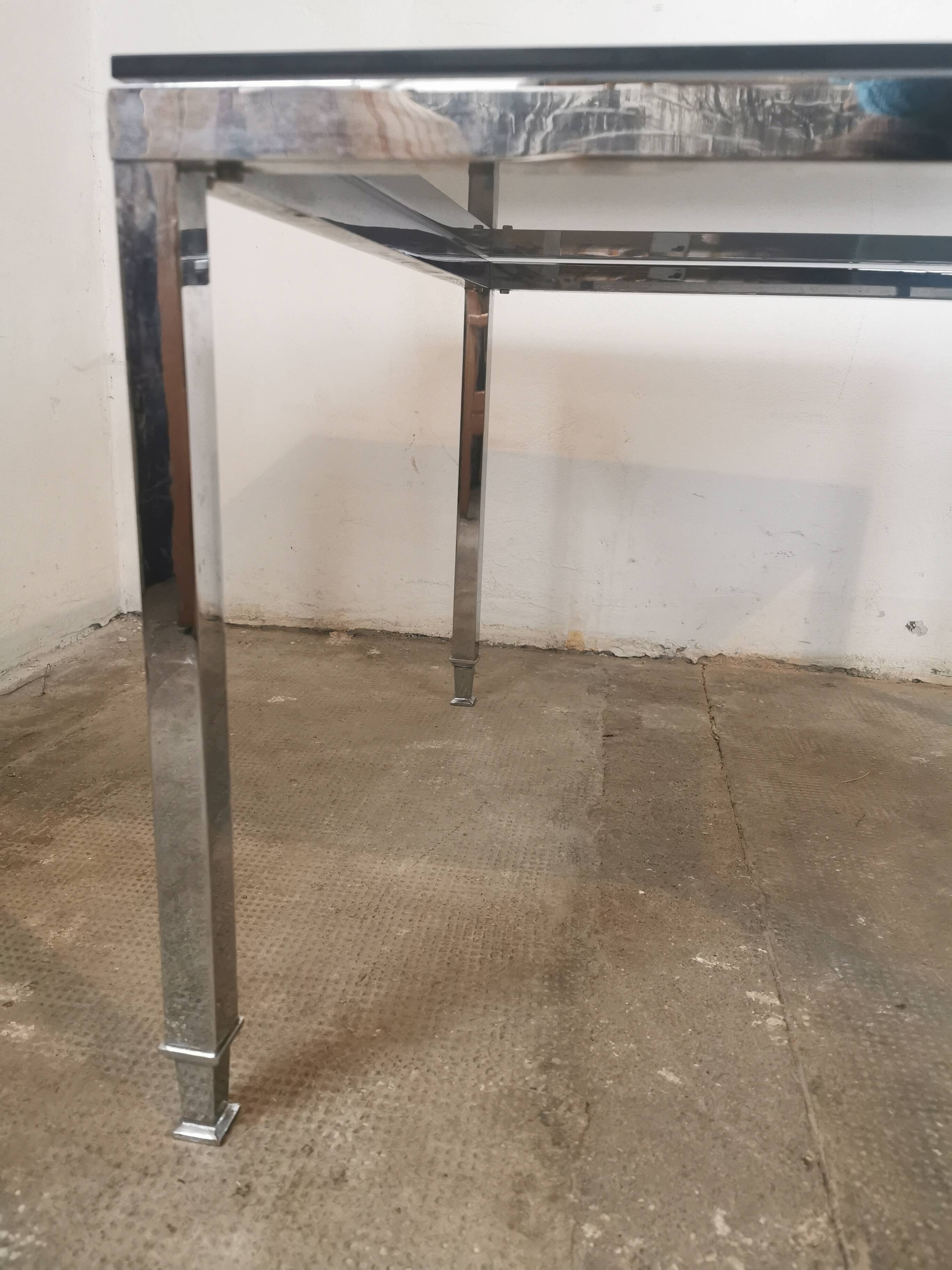 Chrome and glass coffee table 1970 Neoclassical style
