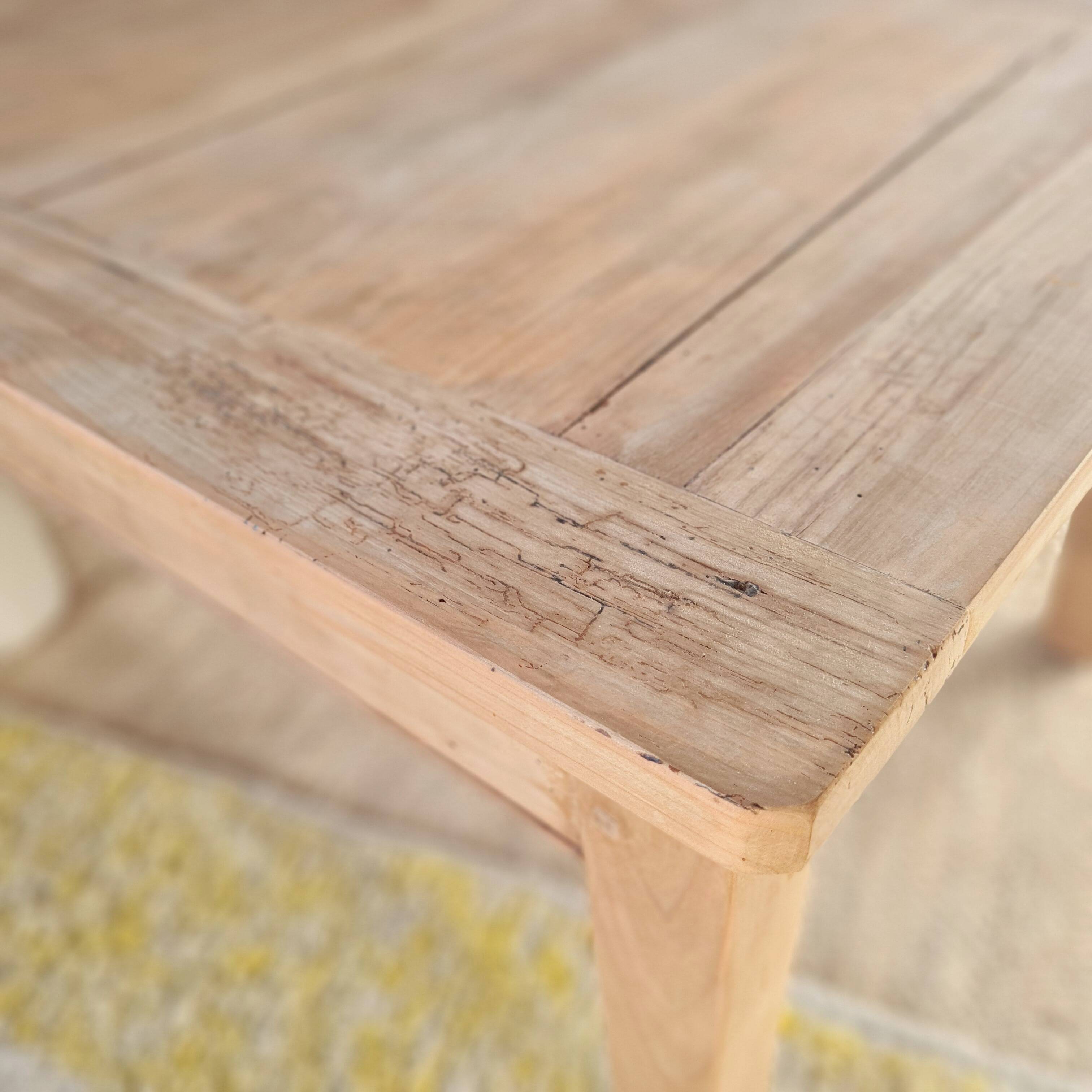 Antique wooden low farmhouse table and drawer