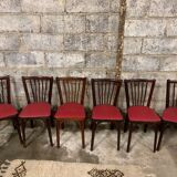 6 Baumann bistro chairs, Parisian beechwood and red ska - old and vintage