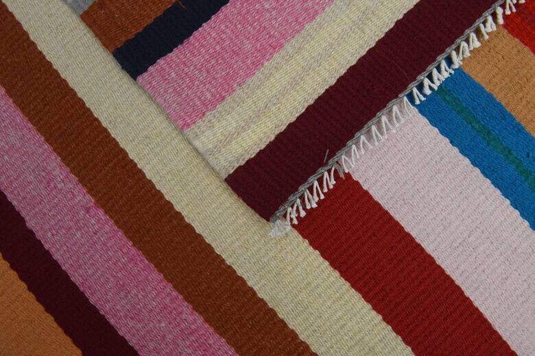 Vintage colourful flat kilim hallway rug 90x306 cm