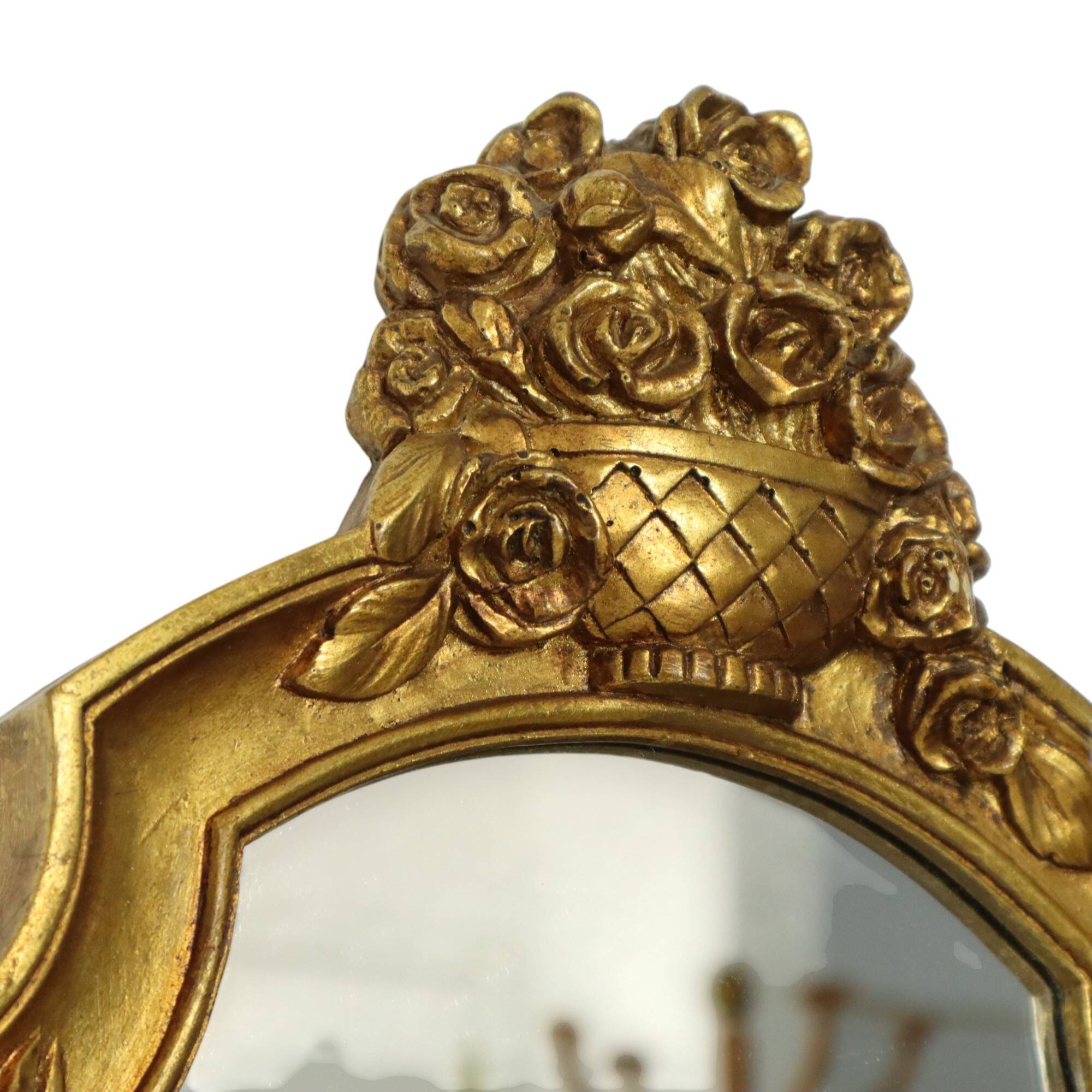 Classic Gold Crested Mirror Baroque Style Sixties 61cm