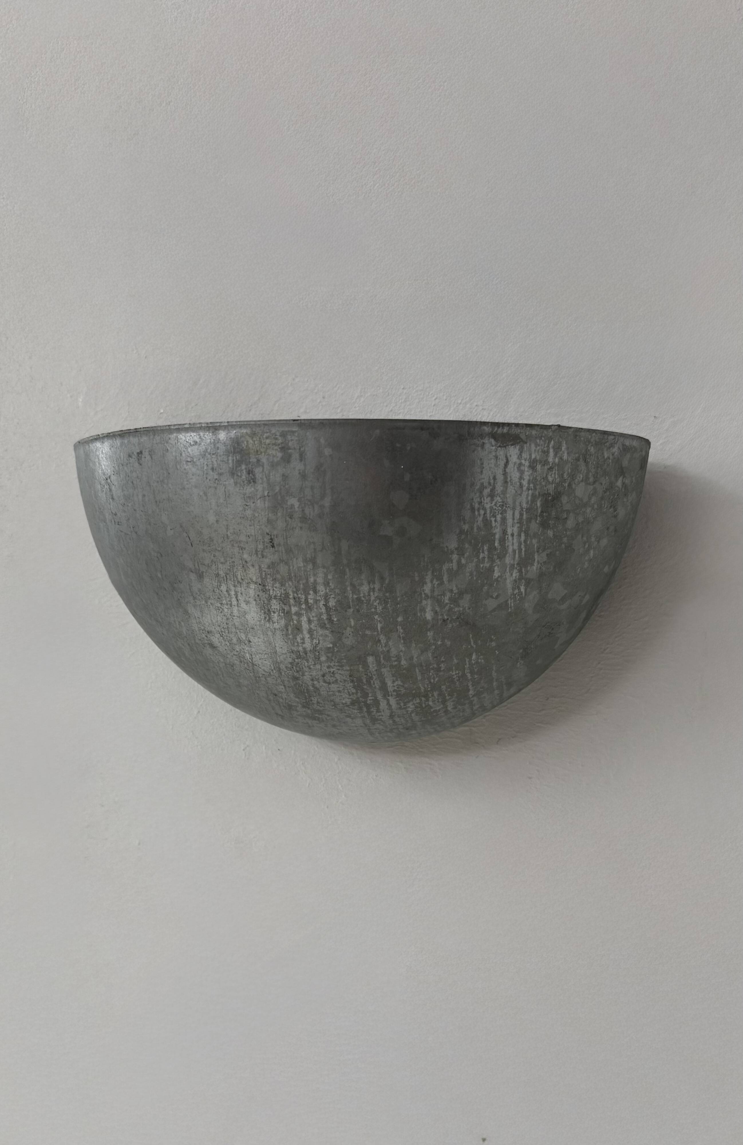 Vintage half-moon wall light in patinated steel, France, 1980
