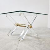 Table basse en laiton et lucite, années 1970
