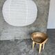 Grande suspension en rotin et lin naturel japonisante ronde aplatie (Labu) H57 D80