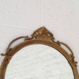 Miroir Médaillon Rond en Laiton, 1950s