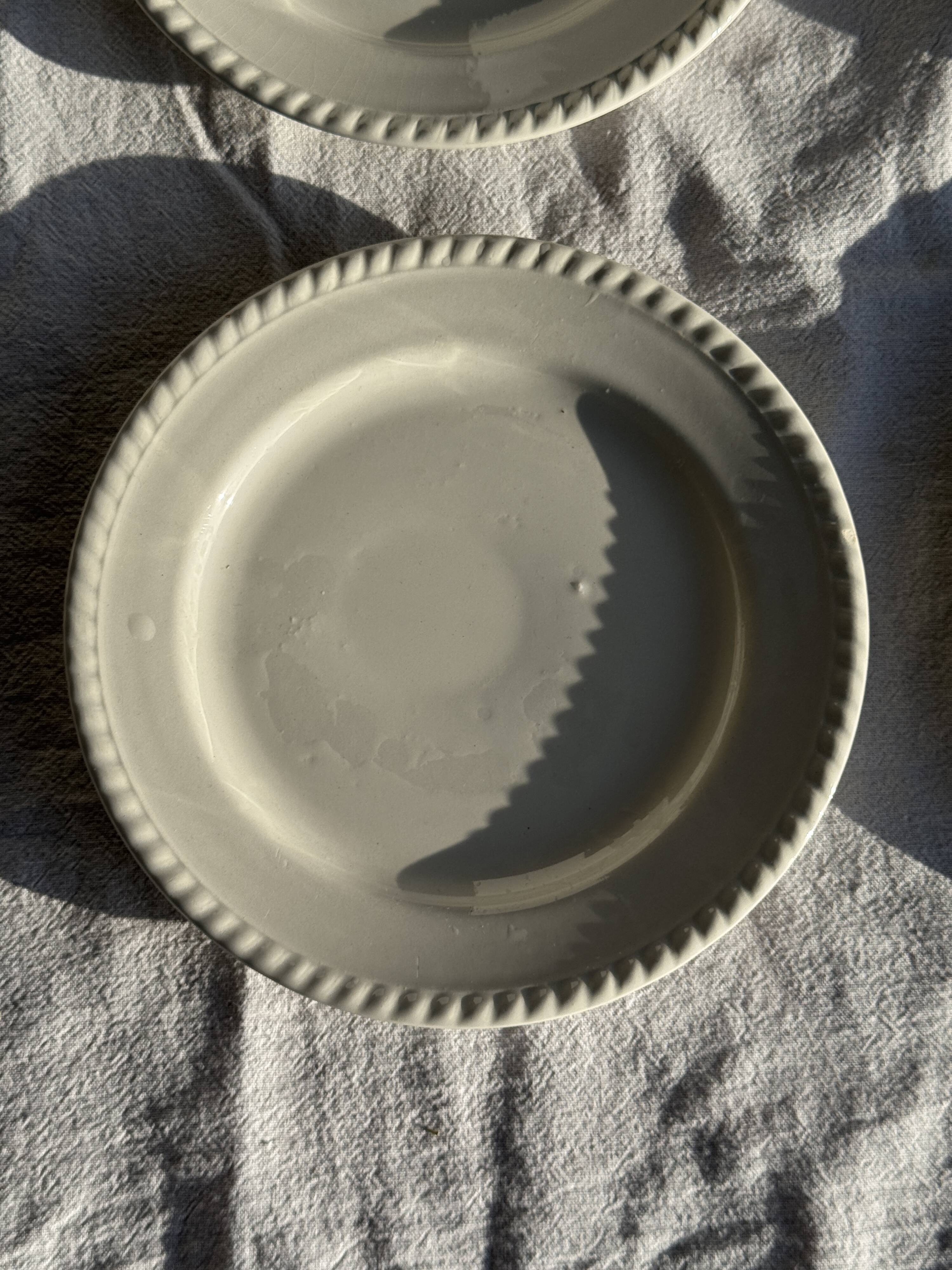 Set of 4 small white earthenware dessert plates D20