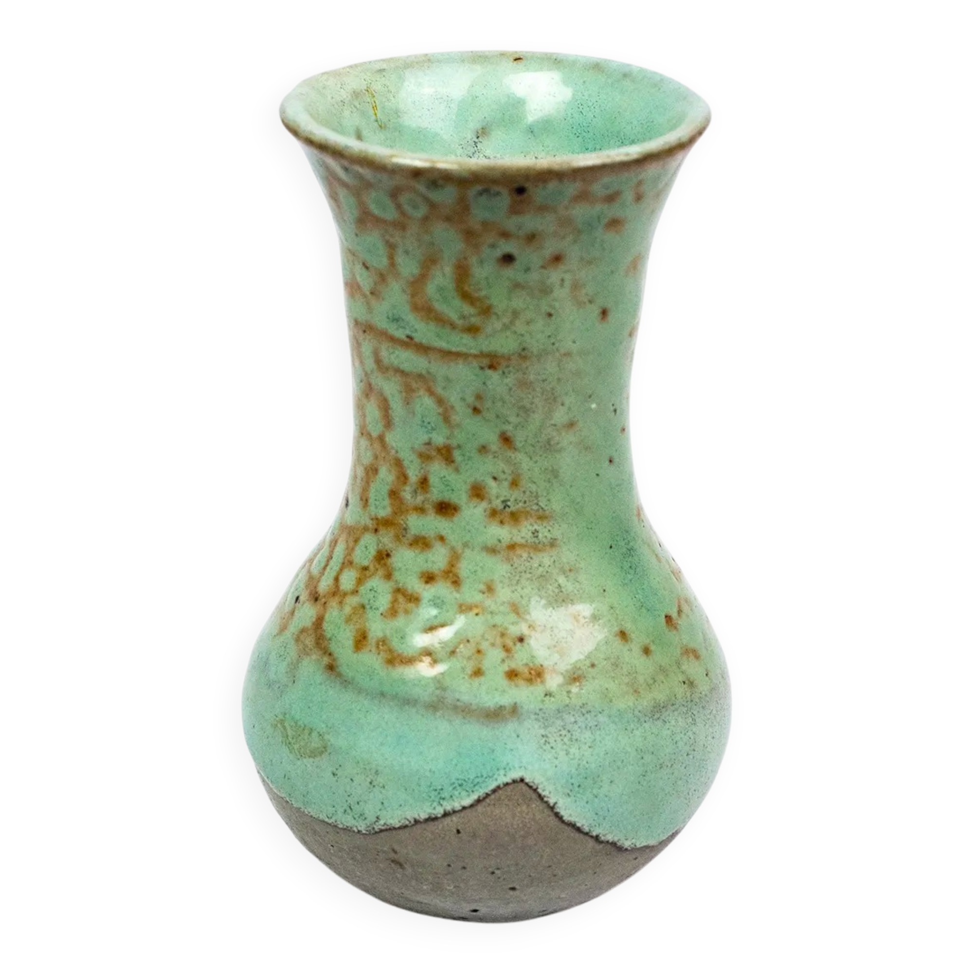 Eugène Lion, stoneware vase from Puisaye, Carriès school, turquoise glaze.