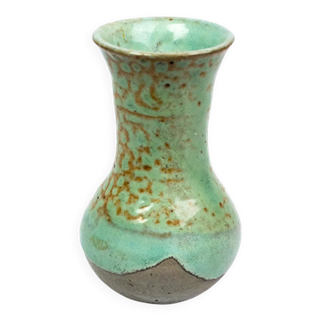 Eugène Lion, stoneware vase from Puisaye, Carriès school, turquoise glaze.