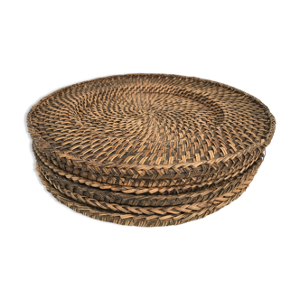 Lot de 6 sous assiettes en rotin osier