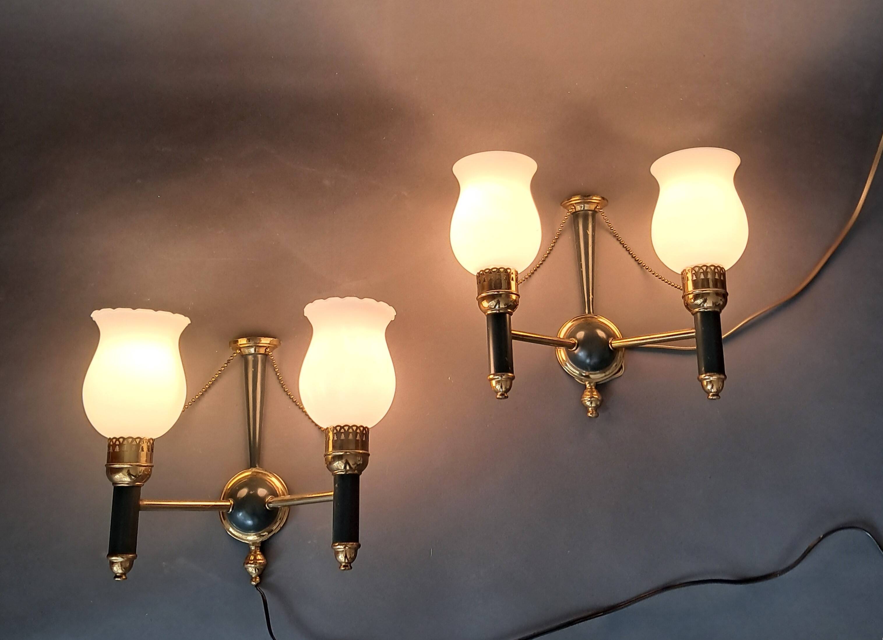 Pair of two-light sconces from Maison Lunel 1960.