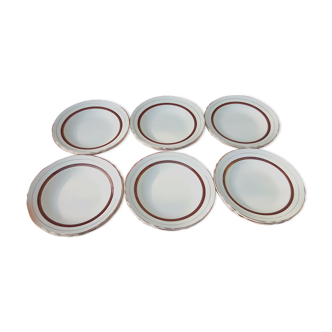 12 assiettes creuses en faīence de Salins modèle Royat rouge diam 22 cl