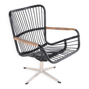 Fauteuil en rotin et - chrome