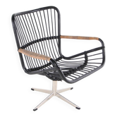 Fauteuil en rotin et chrome